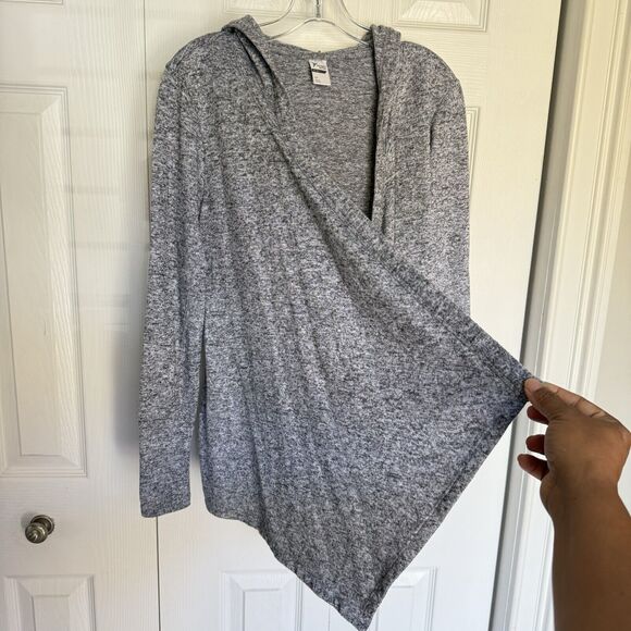 Old Navy Cardigan Women Size SP Open Front Drape Gray Shortie Flow - Picture 16 of 16
